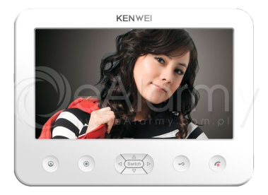KW-E706C-W Monitor głośnomówiący, obudowa w kolorze białym, 7 cali, wideodomofon KENWEI