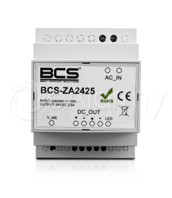 BCS-ZA2425 Zasilacz impulsowy, 12 V, na szynę DIN, do systemu wideodomofonowego IP BCS
