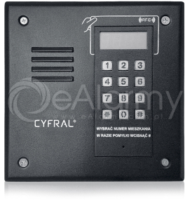 PC-1000RE Panel rozmówny z czytnikiem breloków zbliżeniowych RFID, moduł elektroniki CYFRAL - czarny